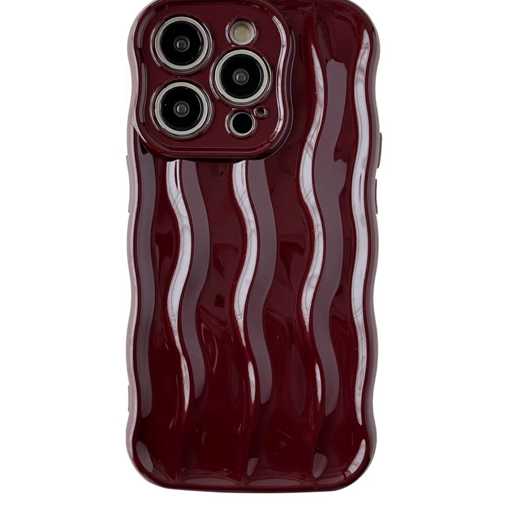Glossy Water Ripple Red Wine iPhone 14 Pro Case Phone